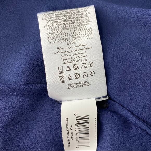 BCBGMAXAZRIA Navy Blue Solid Ruffle Short Sleeve Polyester Blouse Top Size XS - Picture 10 of 10